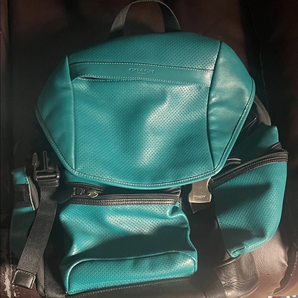 Coach Turquoise Leather Backpack - Picture 1 of 4